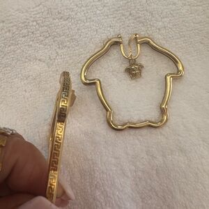 Versace Gold Medusa Outline Hoop Earrings